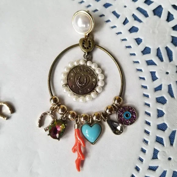 Betsey Johnson Vintage Hoop Charm Earrings - EPC - Picture 7 of 14